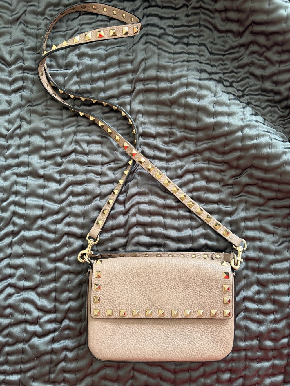 Valentino Garavani Tan Rockstud Leather Crossbody